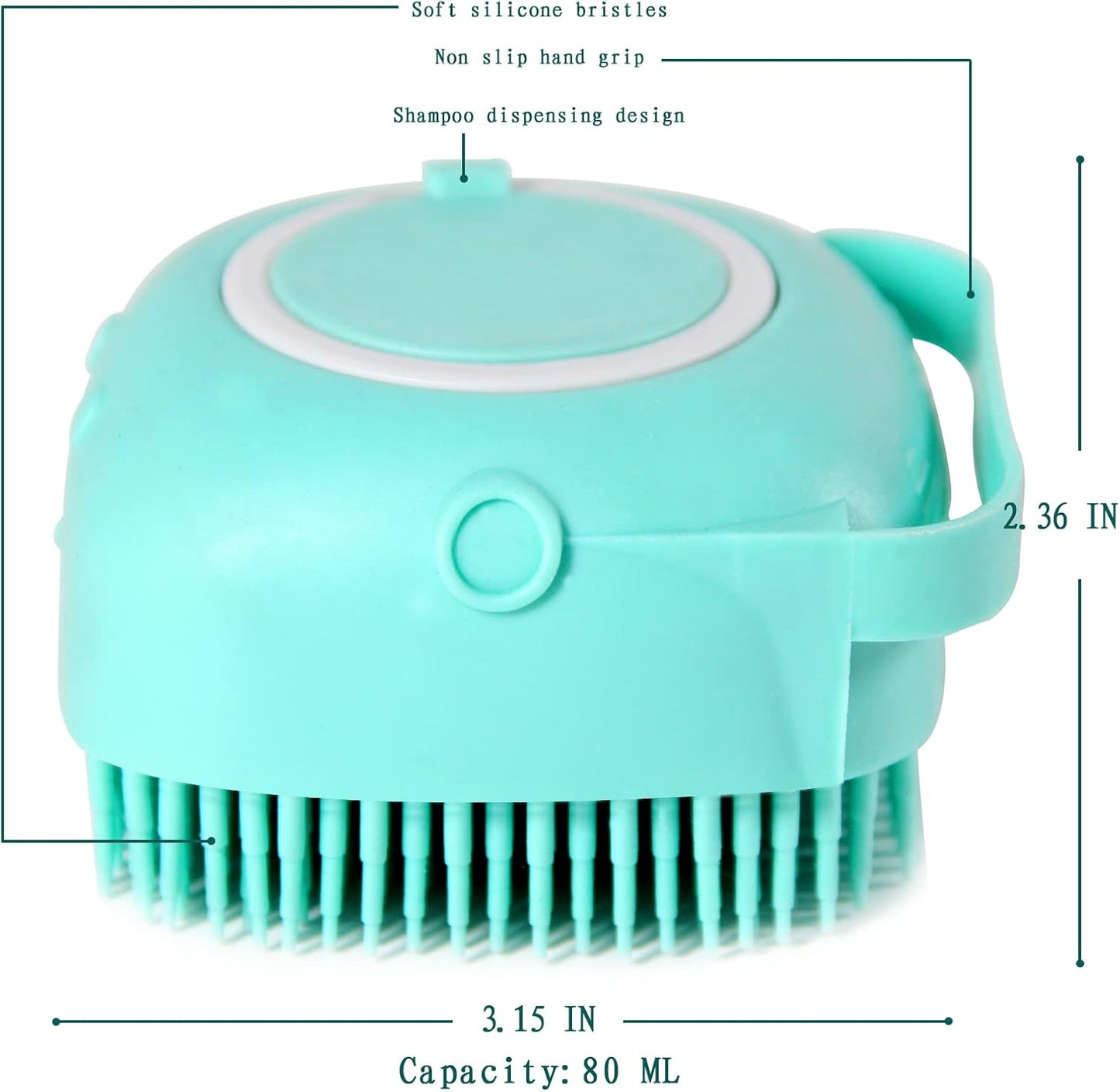 Dog Bathing Brush, Pet Massage Brush Shampoo Dispenser, Soft Silicone Brushes Rubber Bristle for Dogs and Cats Shower Grooming (Pink)