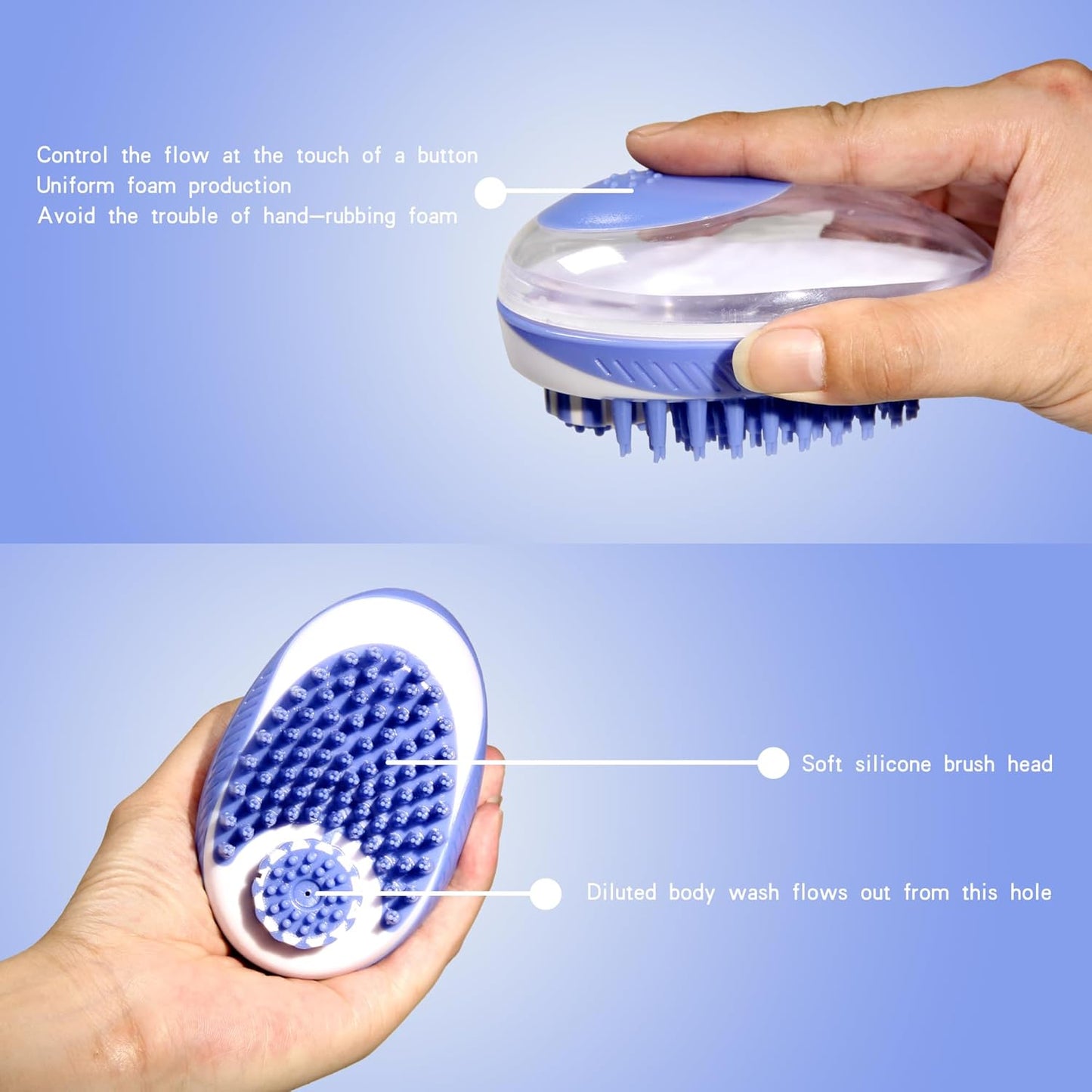 Dog Bathing Brush, Pet Massage Brush Shampoo Dispenser, Soft Silicone Brushes Rubber Bristle for Dogs and Cats Shower Grooming (Pink)