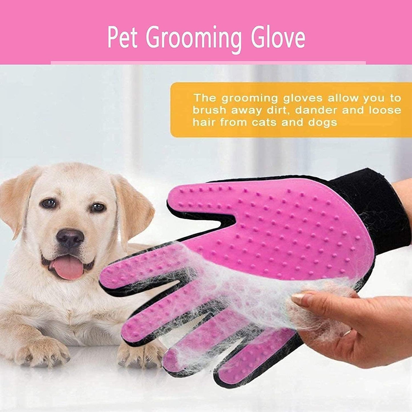 Pet Grooming Glove for Dogs & Cats – Deshedding & Massage Tool