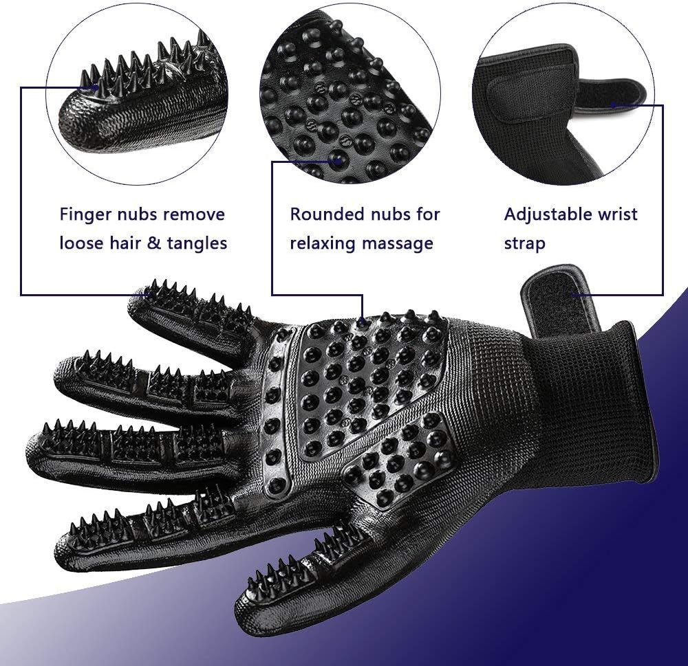 Pet Grooming Glove for Dogs & Cats – Deshedding & Massage Tool