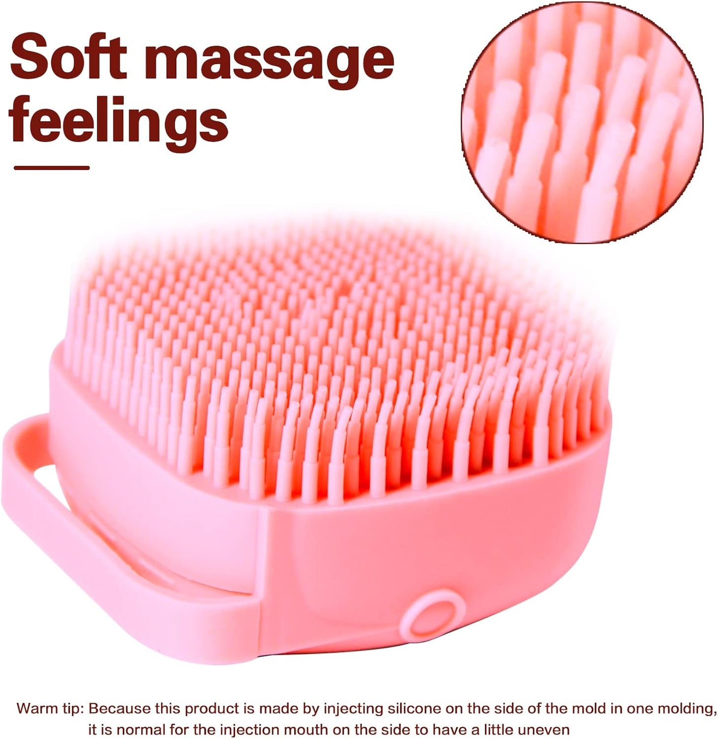 Dog Bathing Brush, Pet Massage Brush Shampoo Dispenser, Soft Silicone Brushes Rubber Bristle for Dogs and Cats Shower Grooming (Pink)