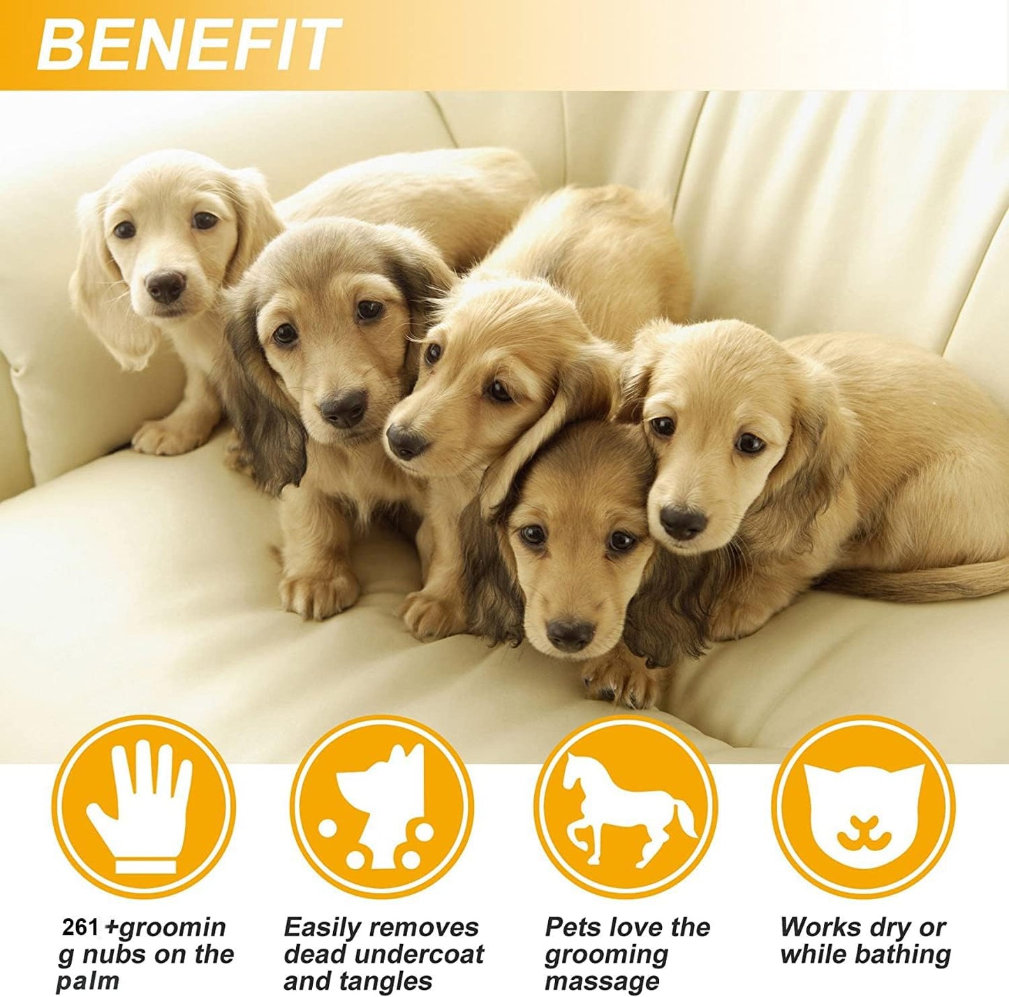 Pet Grooming Glove for Dogs & Cats – Deshedding & Massage Tool