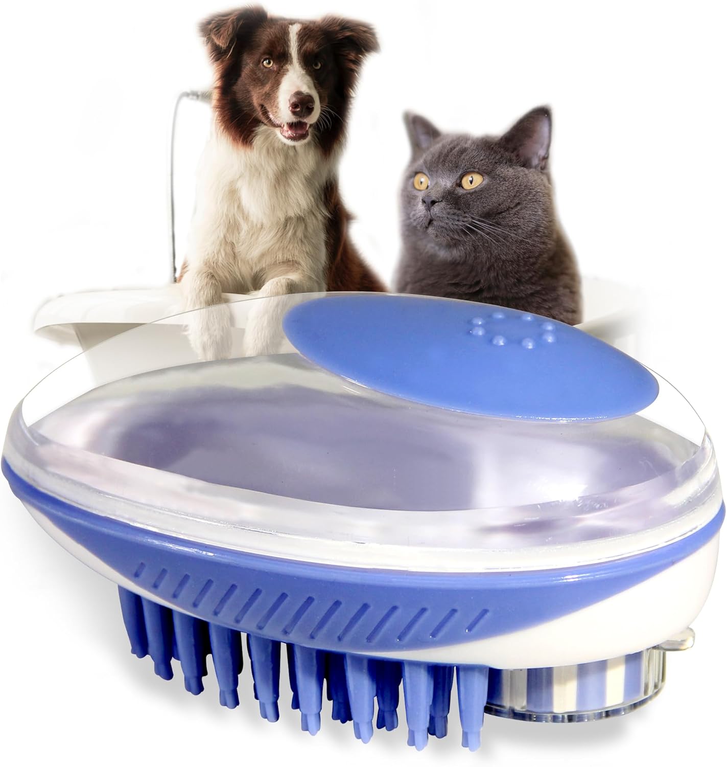 Dog Bathing Brush, Pet Massage Brush Shampoo Dispenser, Soft Silicone Brushes Rubber Bristle for Dogs and Cats Shower Grooming (Pink)