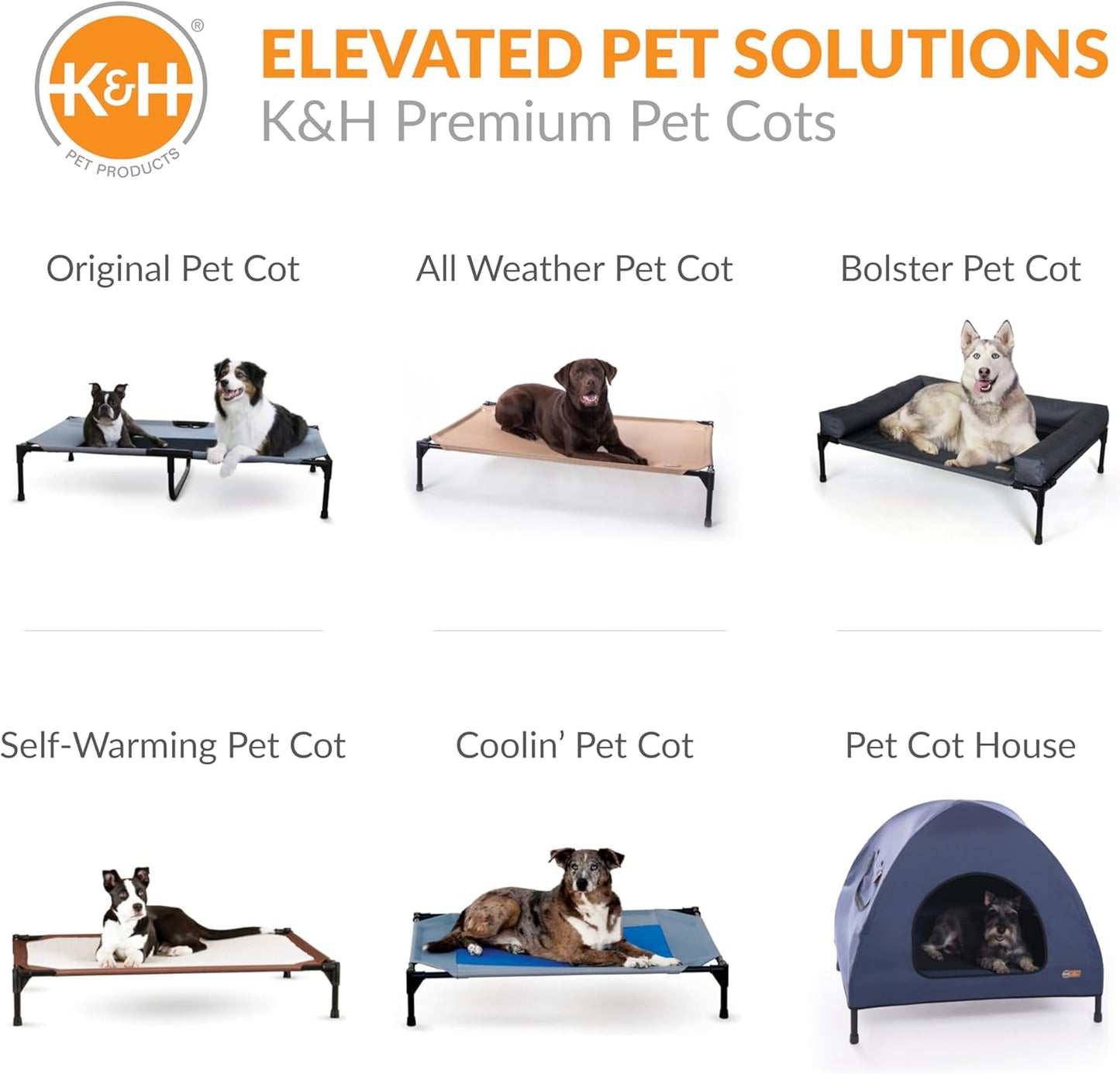 K&H Pet Products Original Pet Cot, Gray/Mesh, Large/30" x 42" x 7"