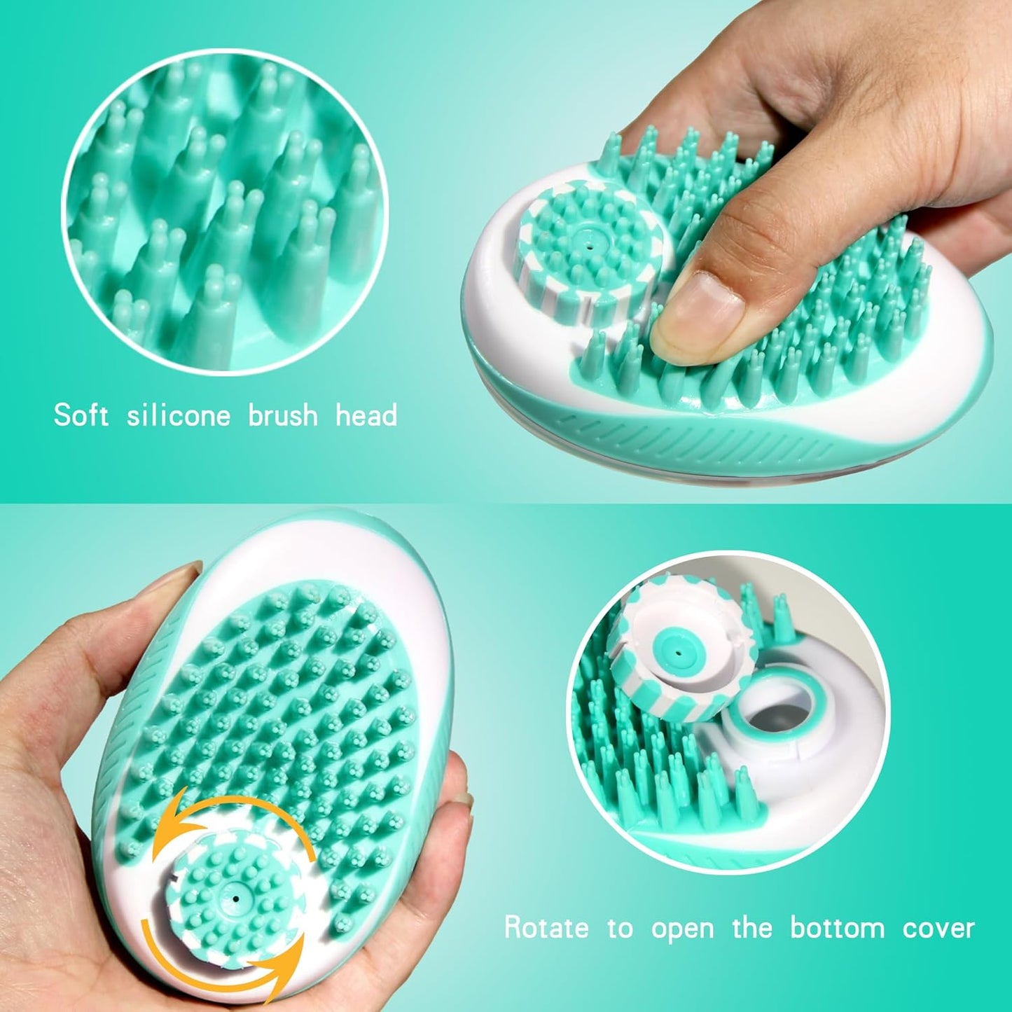 Dog Bathing Brush, Pet Massage Brush Shampoo Dispenser, Soft Silicone Brushes Rubber Bristle for Dogs and Cats Shower Grooming (Pink)