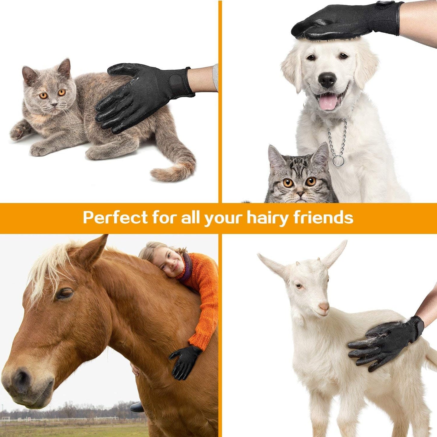Pet Grooming Glove for Dogs & Cats – Deshedding & Massage Tool