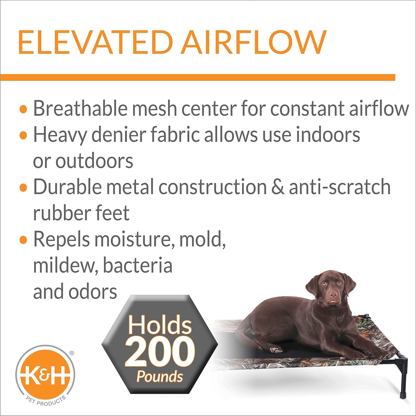 K&H Pet Products Original Pet Cot, Gray/Mesh, Large/30" x 42" x 7"