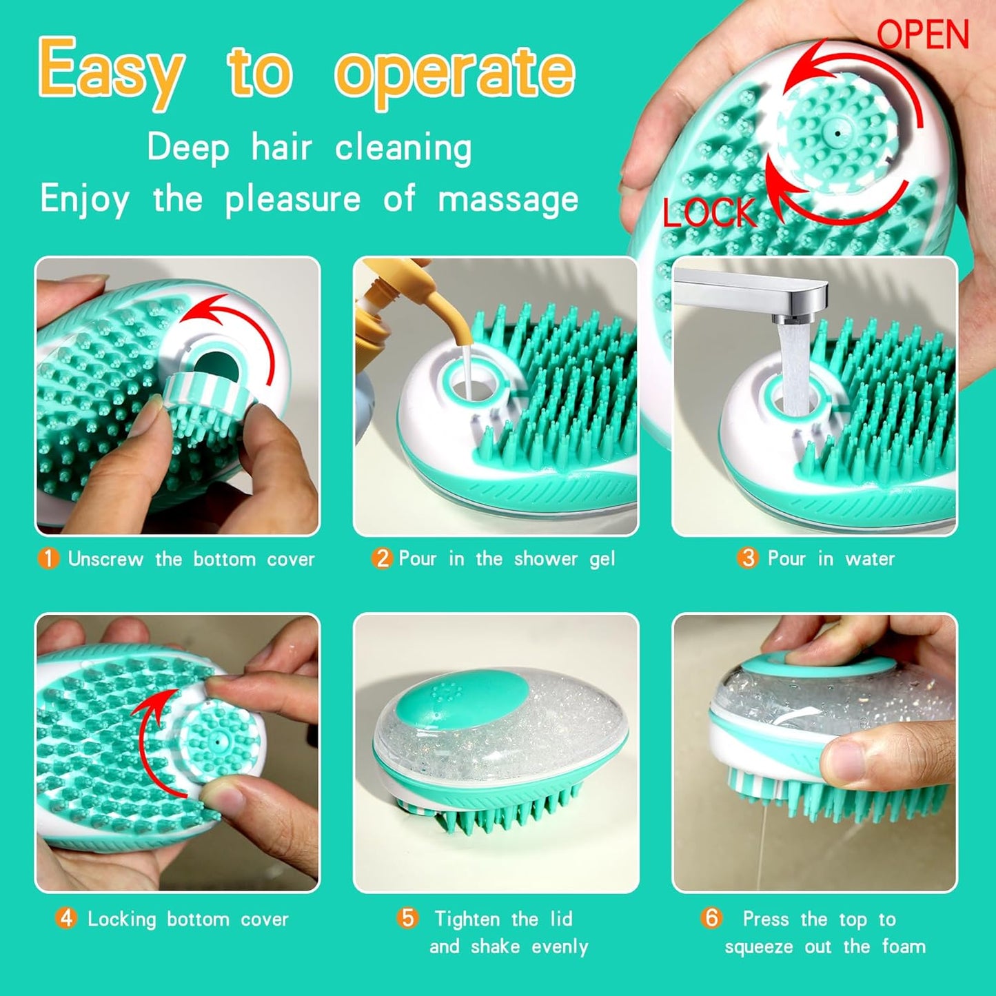 Dog Bathing Brush, Pet Massage Brush Shampoo Dispenser, Soft Silicone Brushes Rubber Bristle for Dogs and Cats Shower Grooming (Pink)