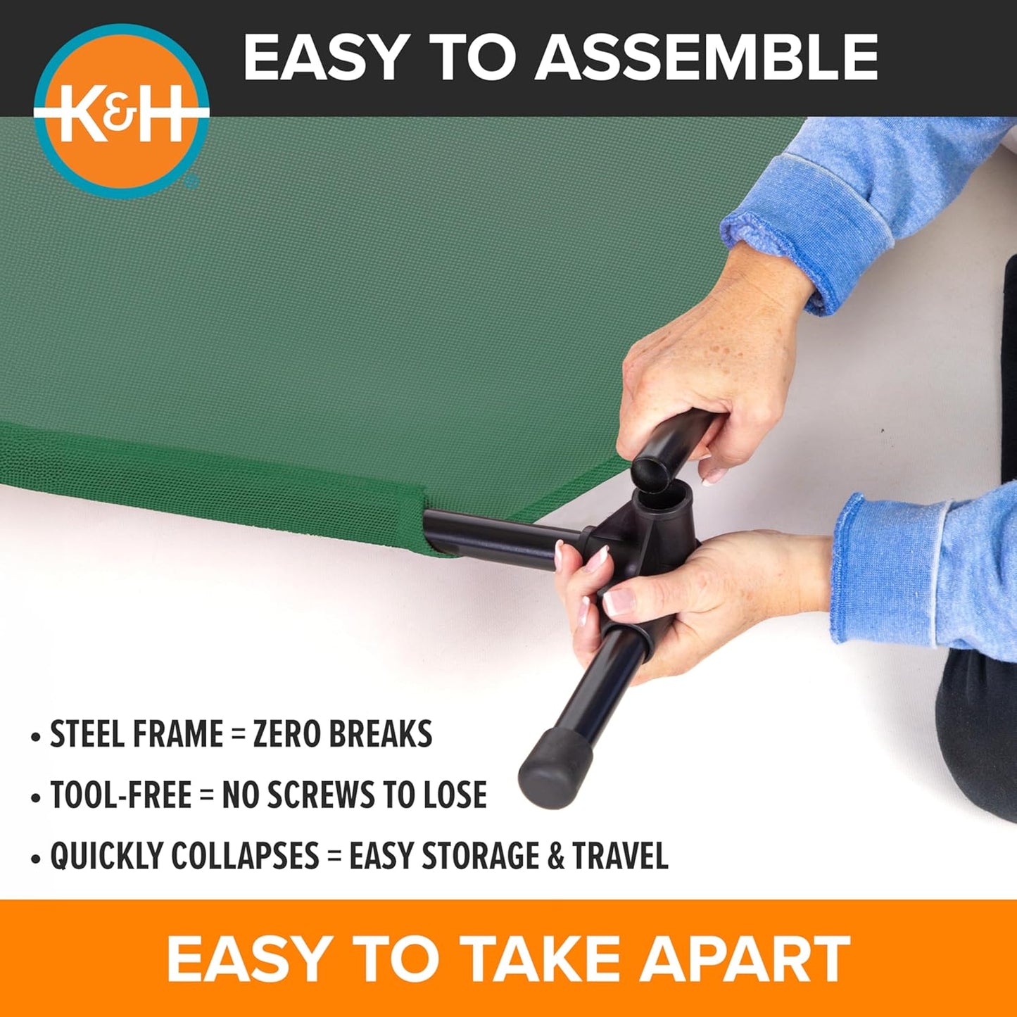 K&H Pet Products Original Pet Cot, Gray/Mesh, Large/30" x 42" x 7"