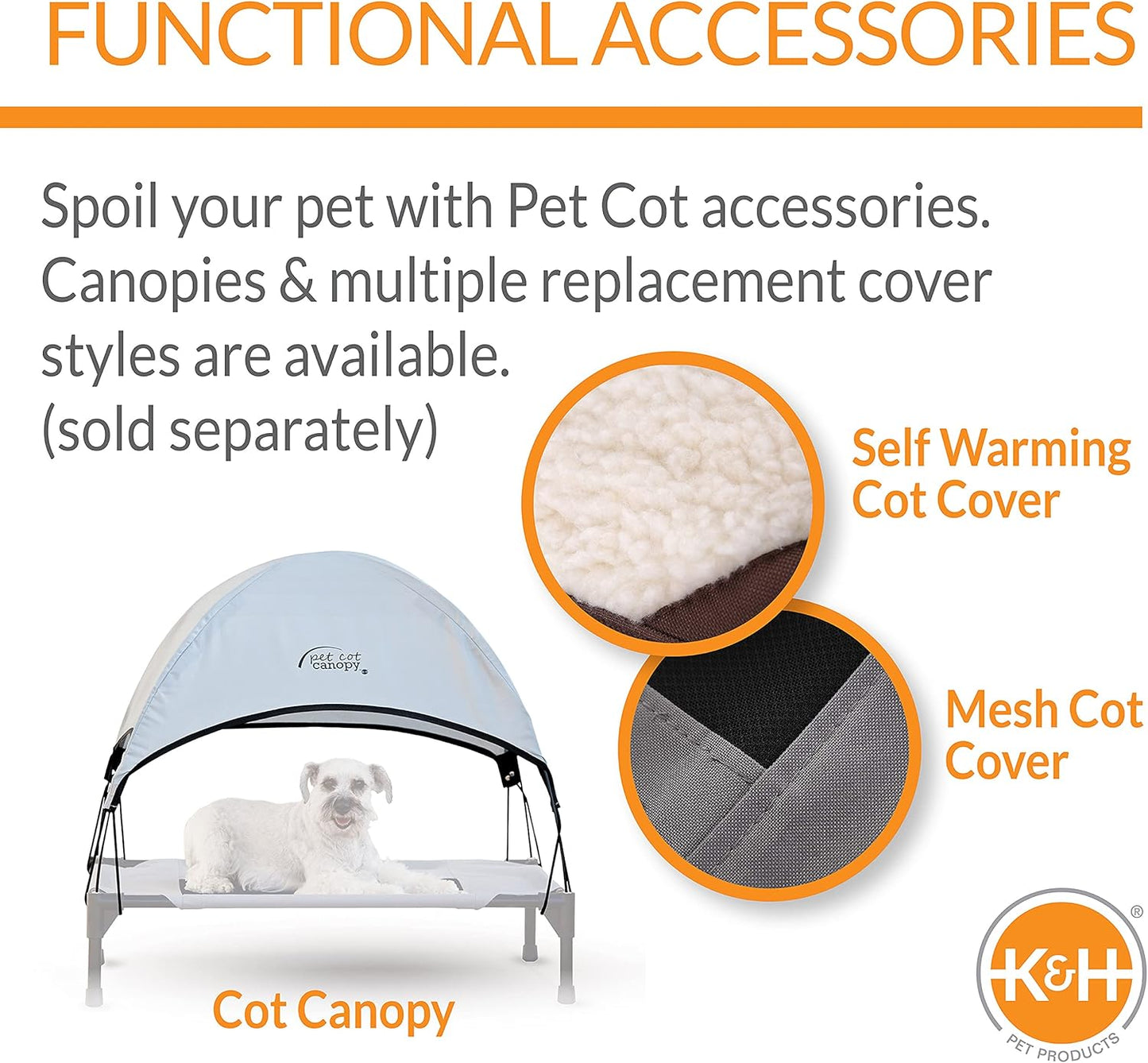 K&H Pet Products Original Pet Cot, Gray/Mesh, Large/30" x 42" x 7"