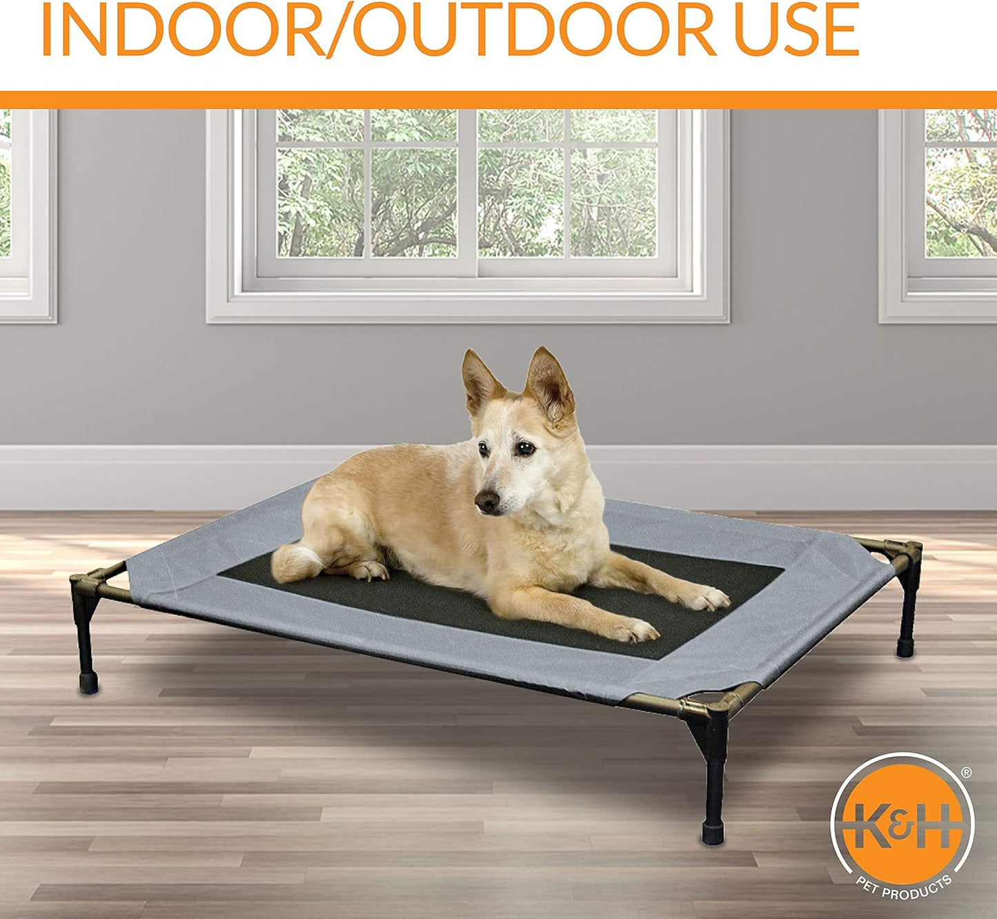 K&H Pet Products Original Pet Cot, Gray/Mesh, Large/30" x 42" x 7"