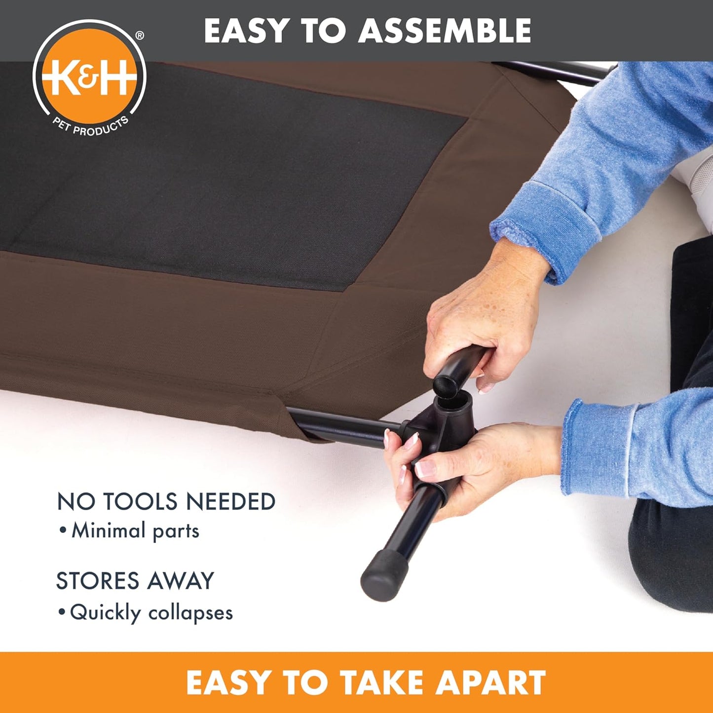 K&H Pet Products Original Pet Cot, Gray/Mesh, Large/30" x 42" x 7"