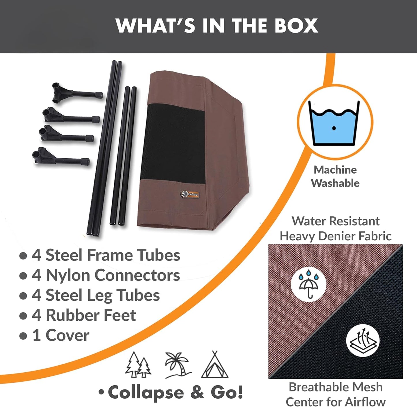 K&H Pet Products Original Pet Cot, Gray/Mesh, Large/30" x 42" x 7"