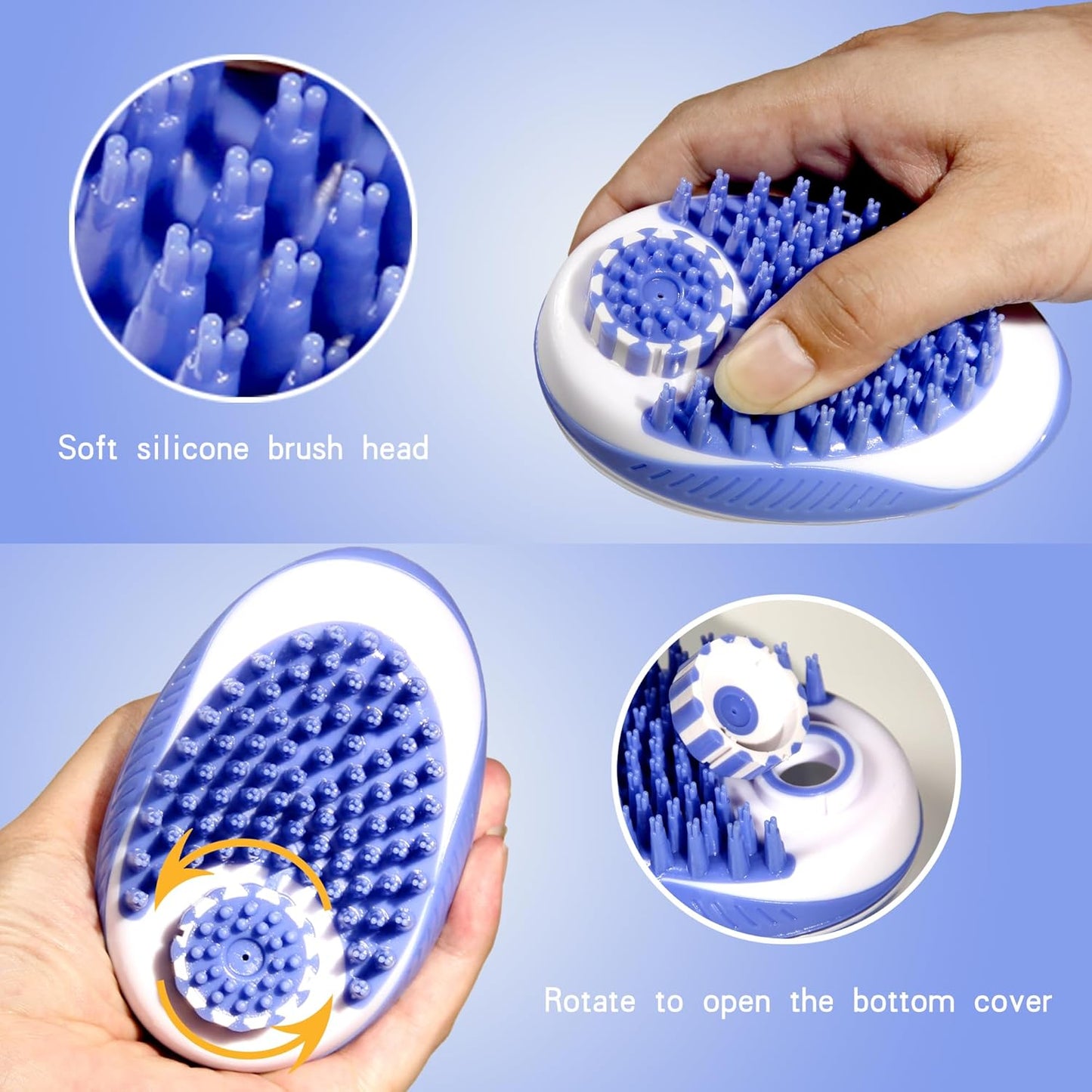 Dog Bathing Brush, Pet Massage Brush Shampoo Dispenser, Soft Silicone Brushes Rubber Bristle for Dogs and Cats Shower Grooming (Pink)