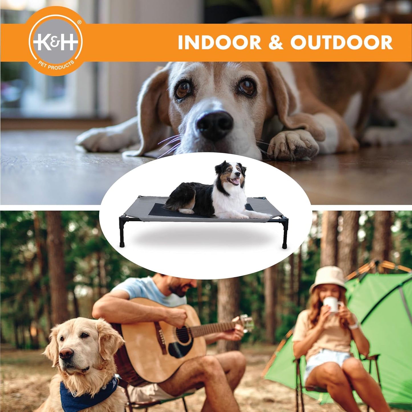 K&H Pet Products Original Pet Cot, Gray/Mesh, Large/30" x 42" x 7"