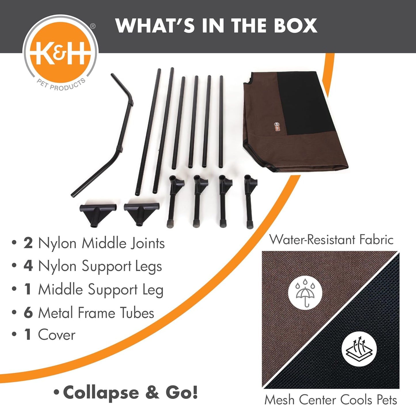 K&H Pet Products Original Pet Cot, Gray/Mesh, Large/30" x 42" x 7"