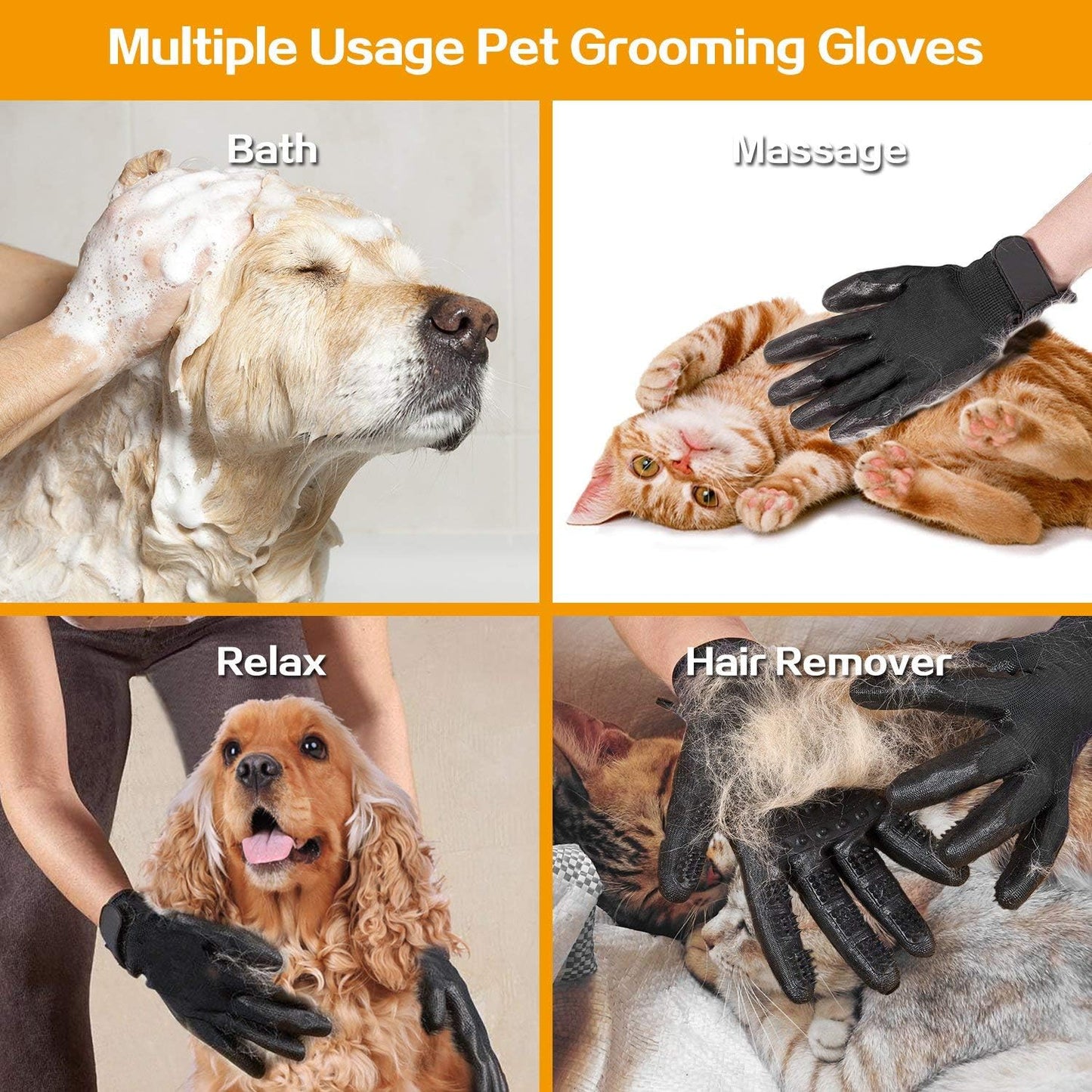 Pet Grooming Glove for Dogs & Cats – Deshedding & Massage Tool
