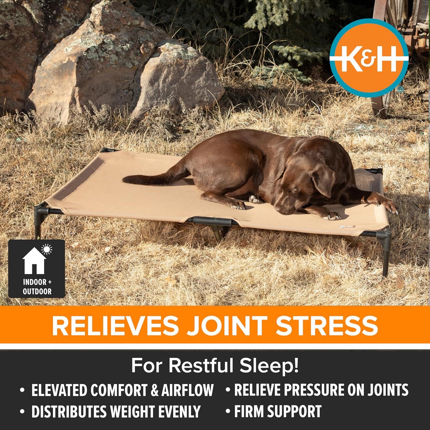 K&H Pet Products Original Pet Cot, Gray/Mesh, Large/30" x 42" x 7"